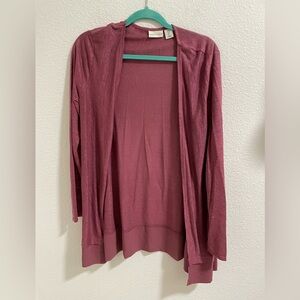 Adrienne Vittadini Dusty Rose Linen Open Front Cardigan